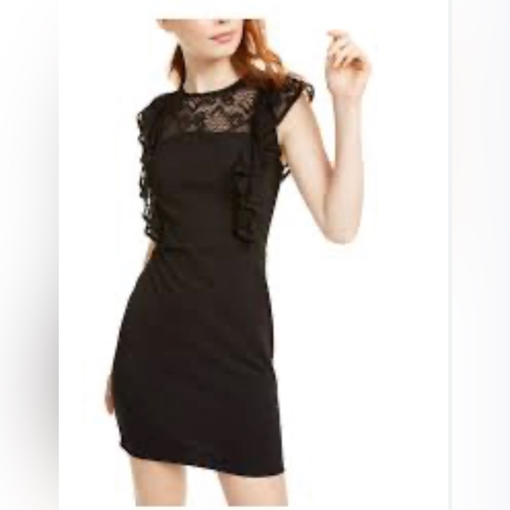 NWT‎ As You Wish Junior's Lace Trim
Ruffle Dress Black Size Large